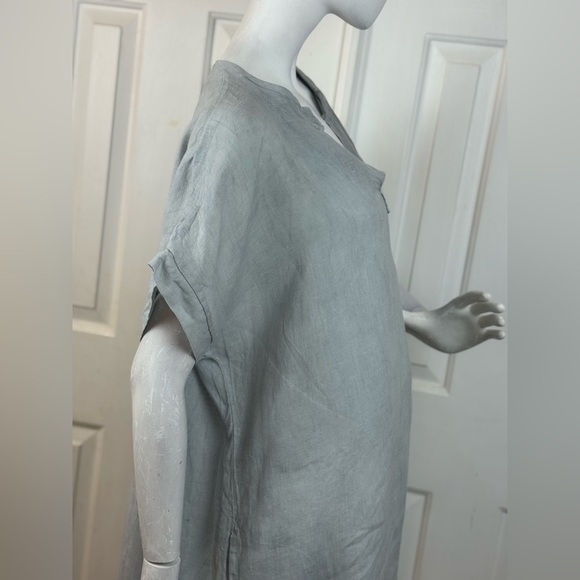 Italy 100% Linen Gray Linen Kaftan Dress. - Picture 9 of 15